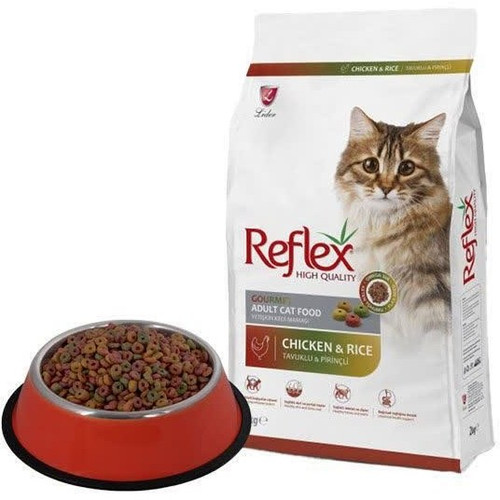 غذای خشک رفلکس وزن 2 کیلوگرم (فله) مدل مولتی کالر با طعم مرغ و برنج(reflex)